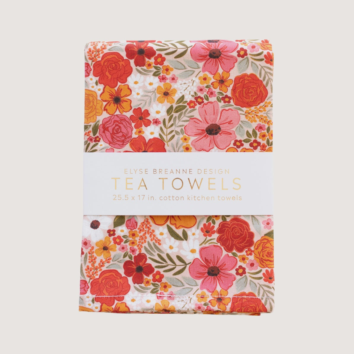 E B Design Rosewood Blooms Tea Towels, Pack of 2