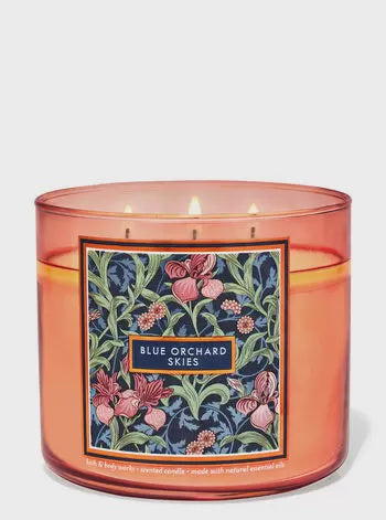 Bath & Body 3 Wick Candle, Blue Orchard Skies