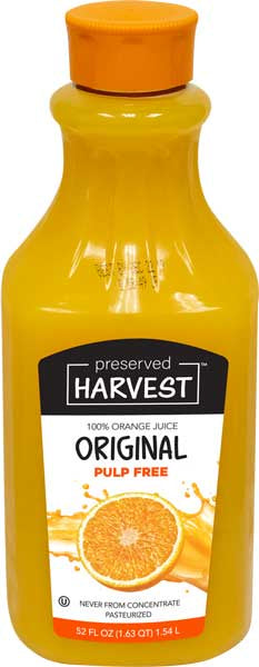 Preserved Harvest No Pulp Orange Juice 52oz
