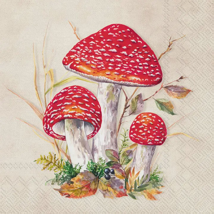 Mushroom Napkins, 25x25, 20ct.