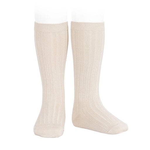 Condor 2016-2 Wide Ribbed Cotton Knee Socks Linen 304 Size 2