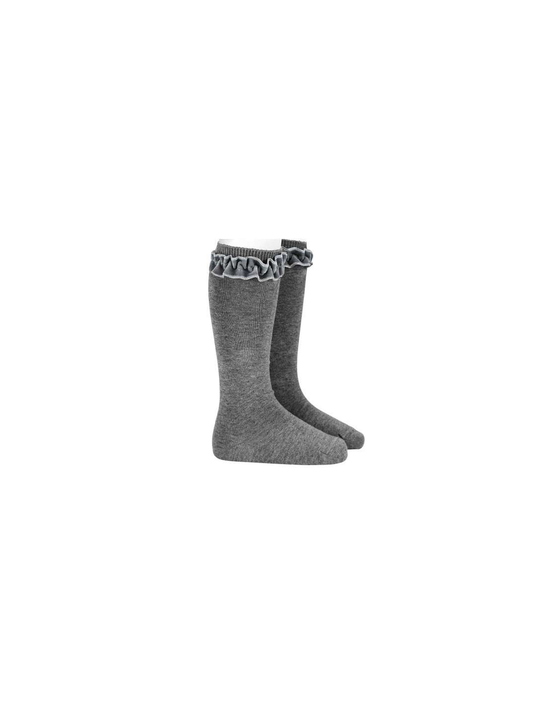 Condor high velvet socks, grey 6Y