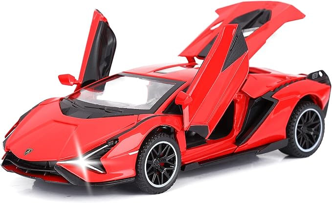 SASBSC Toy Cars Lambo Sian FKP3 Metal Model Car with Light and Sound Pull Back Toy Car