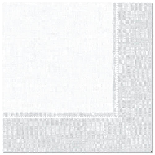 PAPSTAR ROYAL COLLECTION NAPKINS LINUM - WHITE & GRAY 40X40CM 50PK