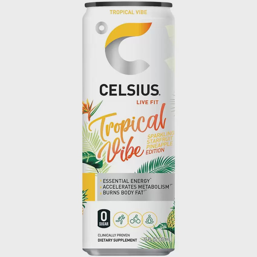 Celsius Sparkling Tropical Vibe Energy Drink 12oz Can