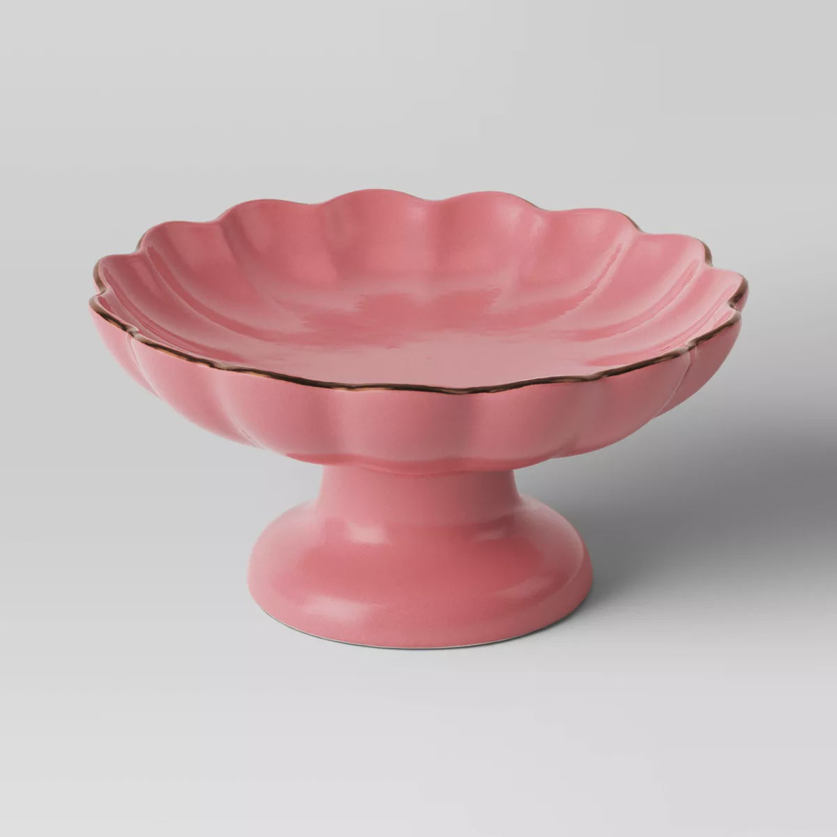 Stoneware Pink Pedestal Serving Bowl