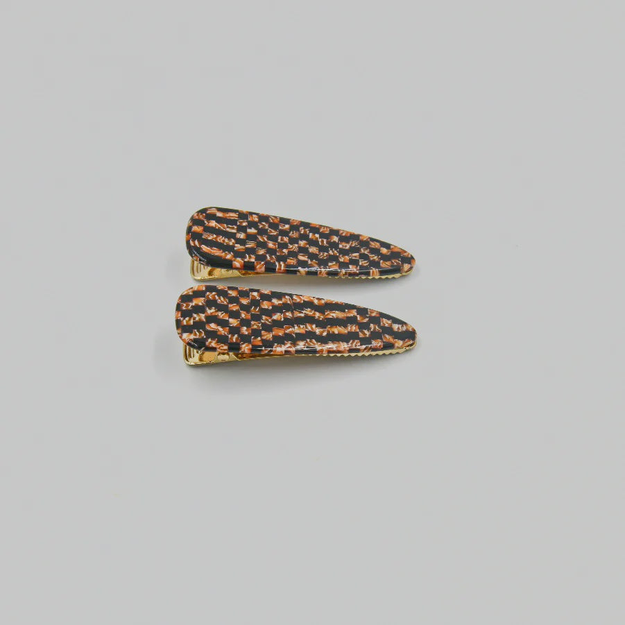 Panache Penny Brown & Black Checker Alligator Clips