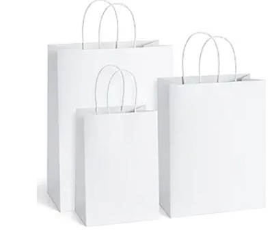 White Paper Gift Bags, Medium