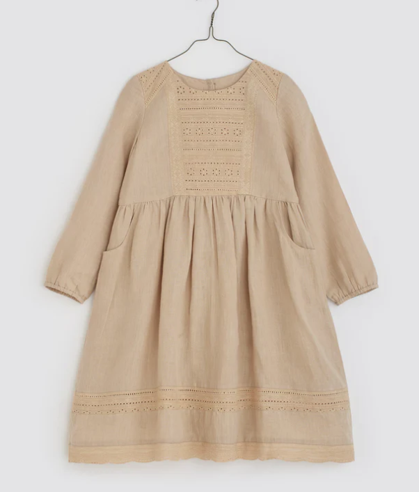 Little Cotton Clothes Jilly dress - nutmeg linen 8/9Y