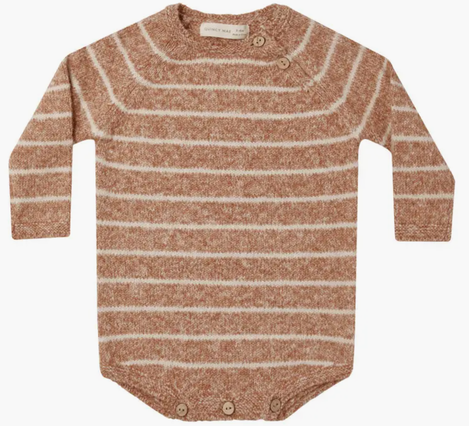 Quincy Mae Riggens Stripe Long Sleeve Romper 3-6m