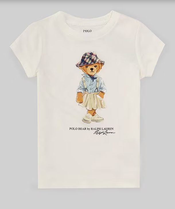 Polo Ralph Lauren Little Girls 2T-6X Short Sleeve Trendy Polo Bear Jersey Graphic T-Shirt