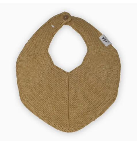 Saga Copenhagen Knitted Baby Bib - Honey - 100% Organic Cotton