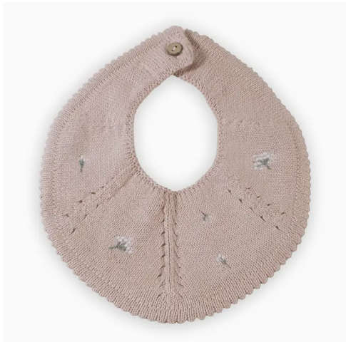 Saga Copenhagen Knitted Baby Bib - Mellow Rose - 100% Organic Cotton