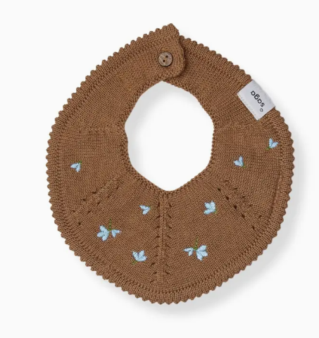 Saga Copenhagen Knitted Baby Bib - Tahin - 100% Organic Cotton