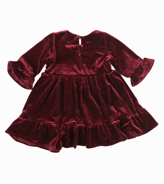 Grace Velour Dress - Cherry Red  6YRS