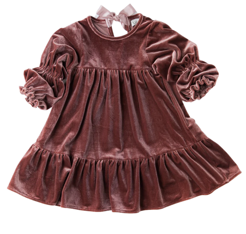 Sophia Velour Dress - Vintage Rose  3YRS