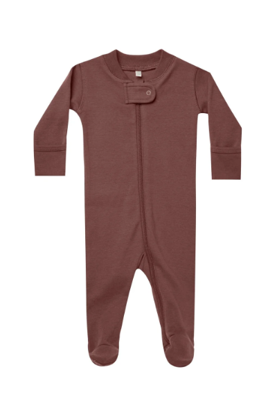 Quincy Mae Zip Longsleeve sleeper footie - Plum / 6-12m