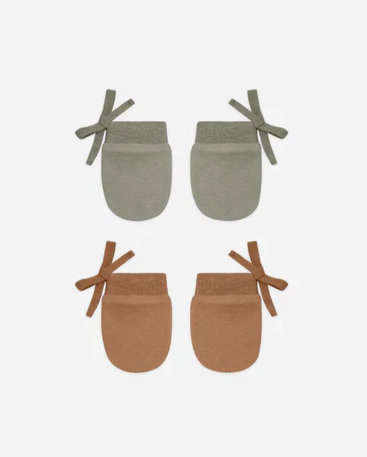 Quincy Mae no stratch mittens set || basil, cinnamon