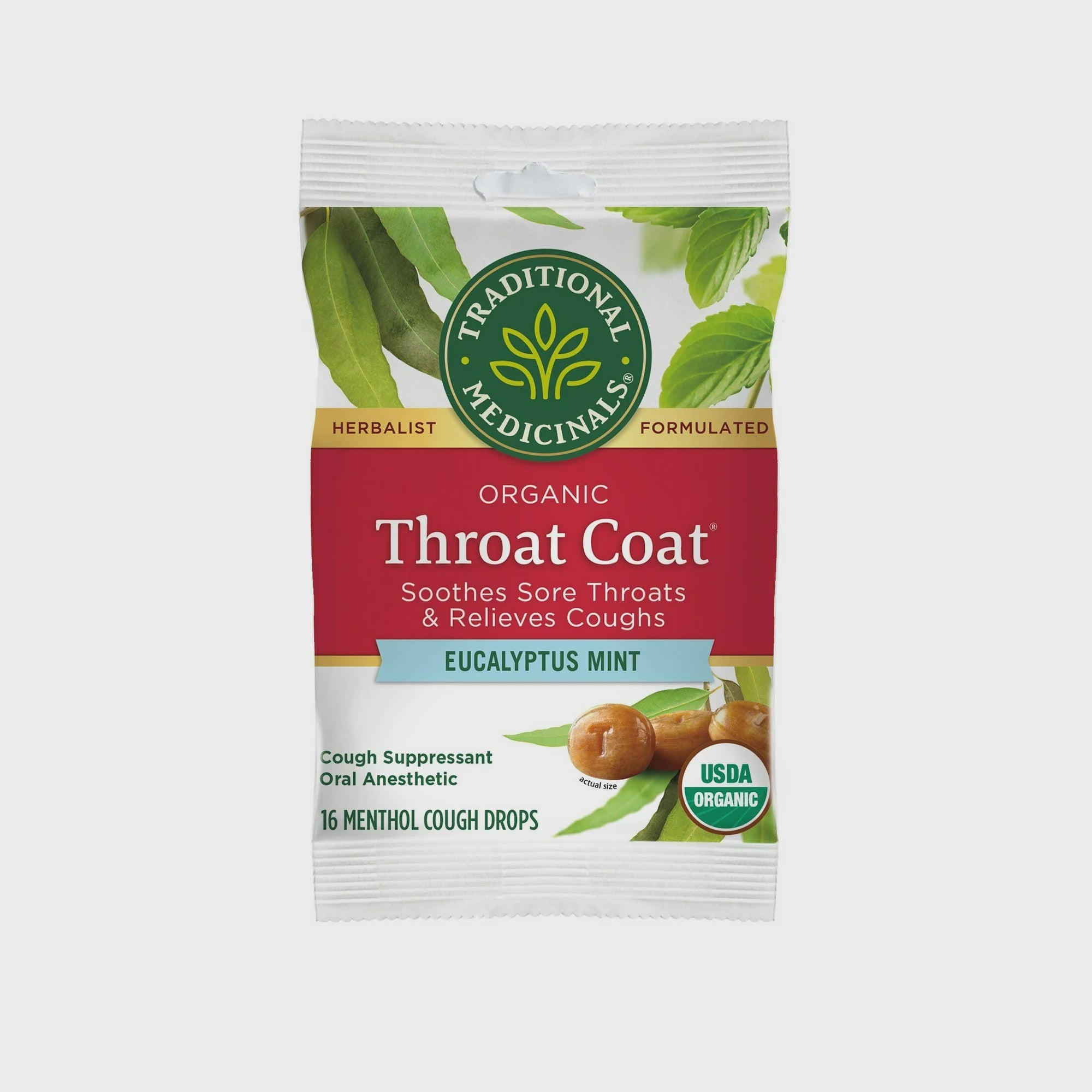 Organic Eucalyptus Mint Throat Coat Drops 16 ct