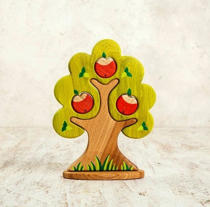 Waldorf Toy/Apple Tree Montessori /Wooden Puzzle