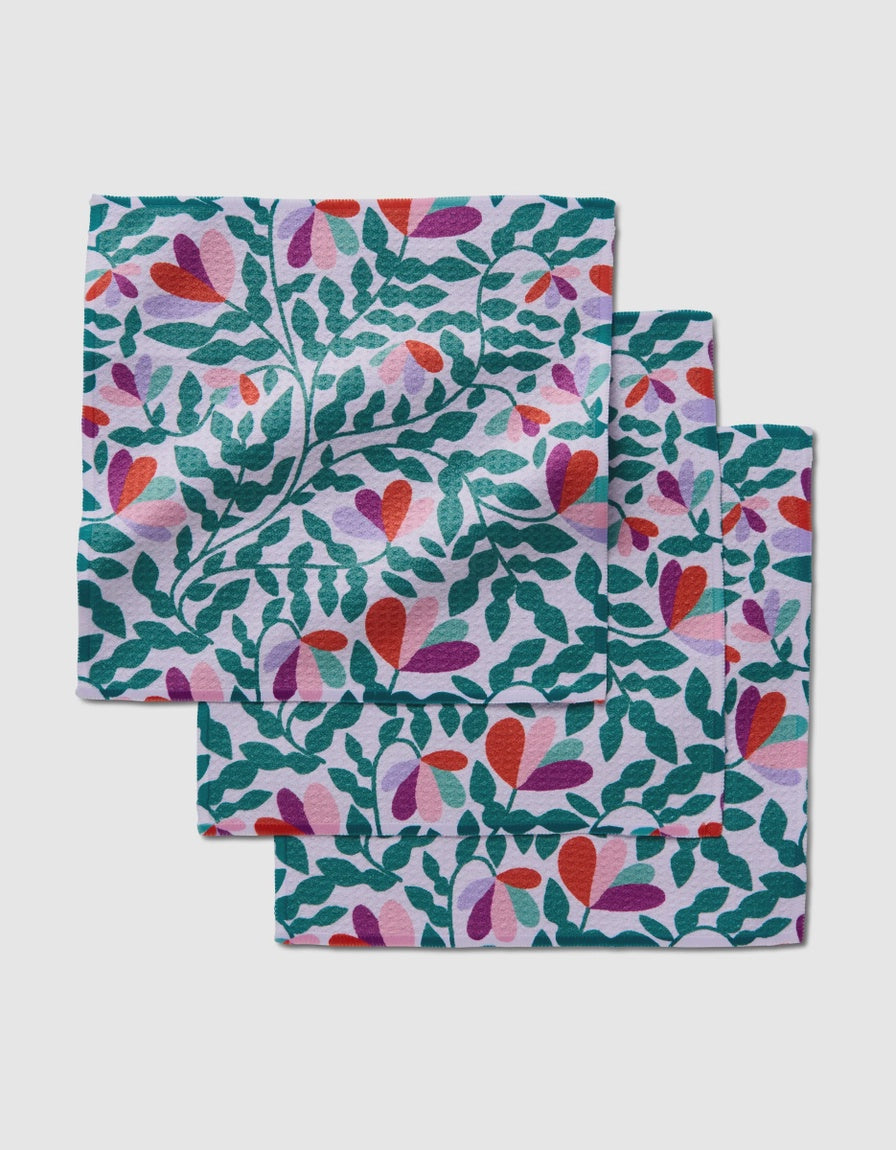 Geometry Spring Wavy Leaves Dishcloth Set