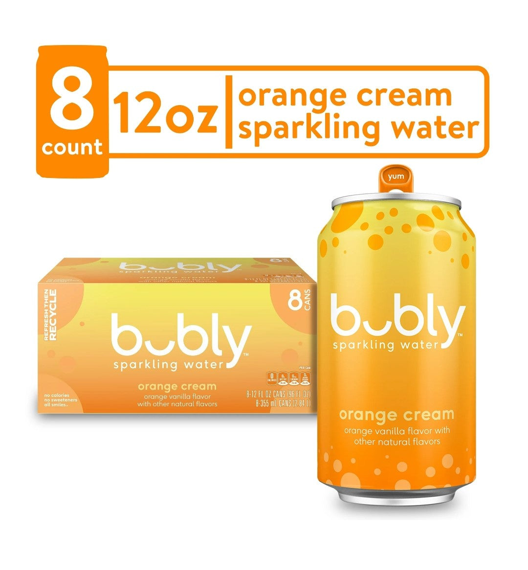 Bubly Orange Cream Sparkling Water 12oz 8pk