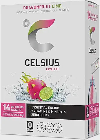 Celsius On-the-Go Powder Packets Dragonfruit Lime 14pk