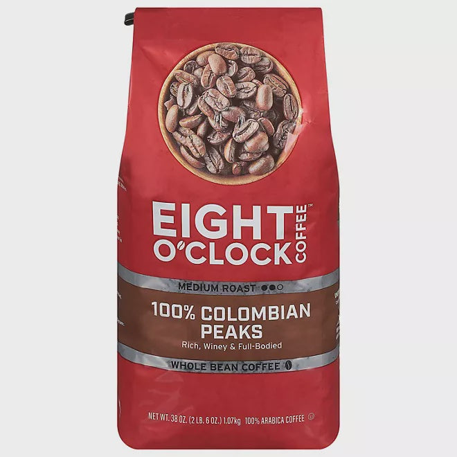 Eight O'Clock Coffee 100% Colombian Peaks Whole Bean Coffee 38oz