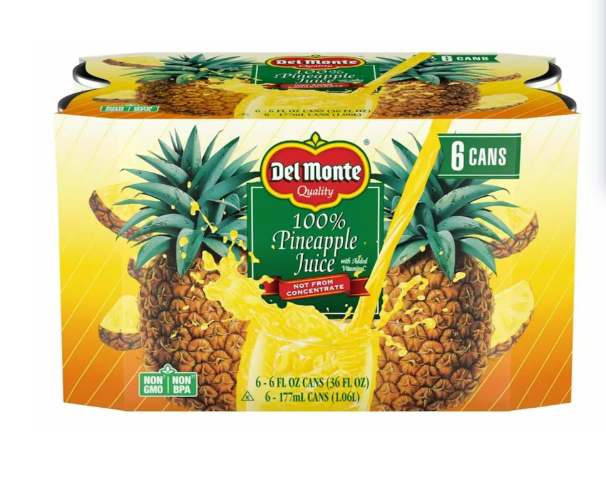 Del Monte Pineapple Juice Cans 6ct 6oz