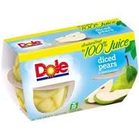 Dole Diced Pears In 100% Juice 4ct