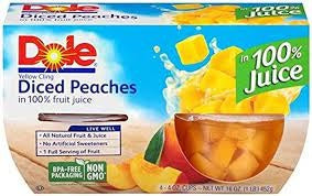 Dole Diced Peaches 4ct 4oz