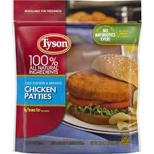 Tyson All Natural Frozen Chicken Breast Patties/26 Oz/10 Ct/