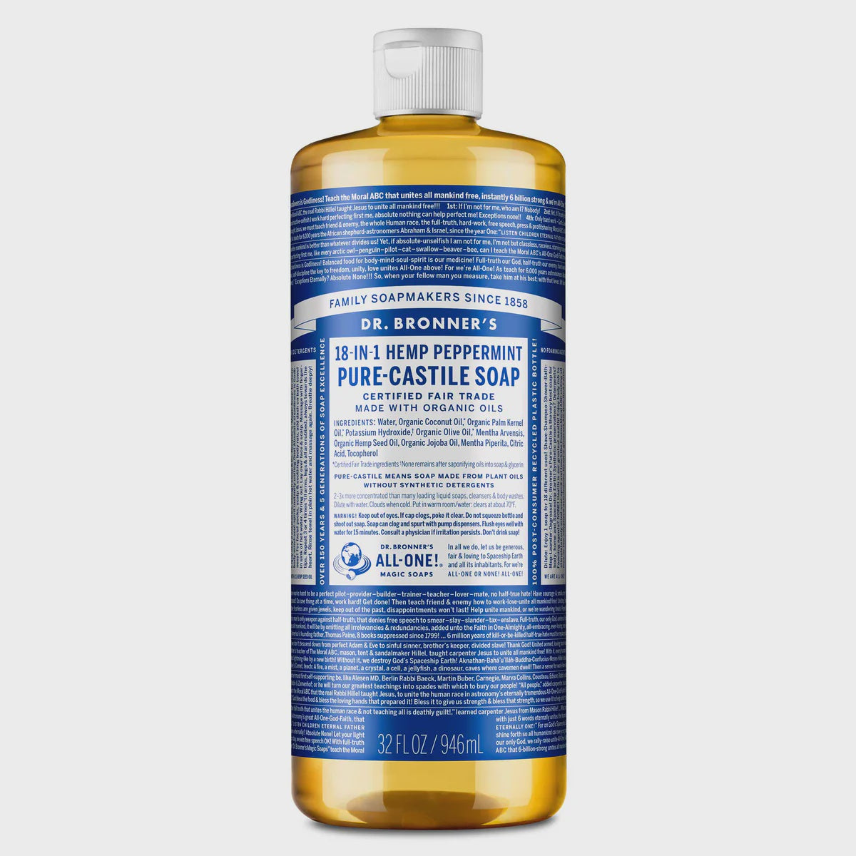 Dr. Bronner's 18 In 1 Peppermint Pure Castile Soap 32 oz