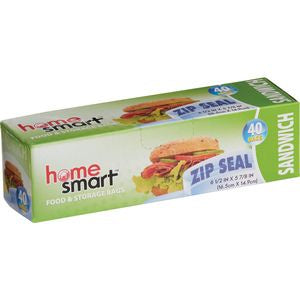 Home Smart Zip Seal Sandwich Bags 40 ct