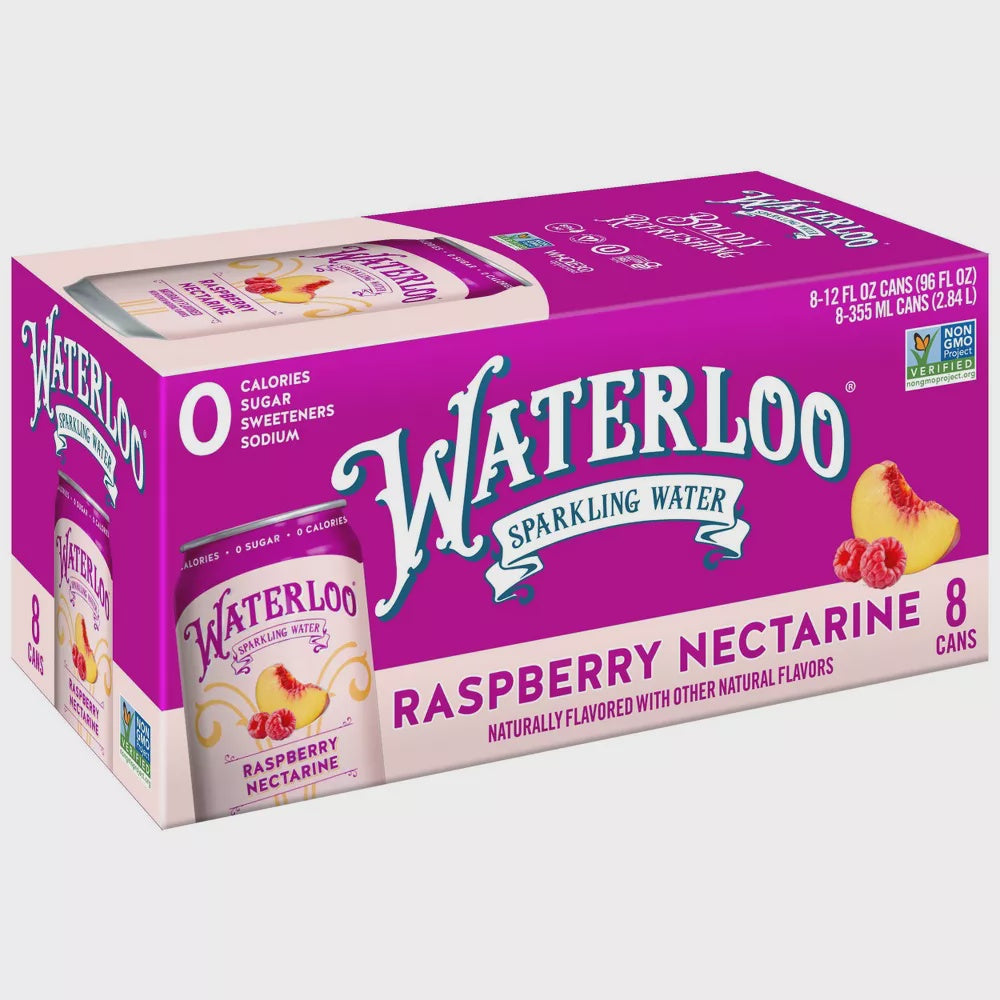 Waterloo Raspberry Nectarine Sparkling Water 8pk