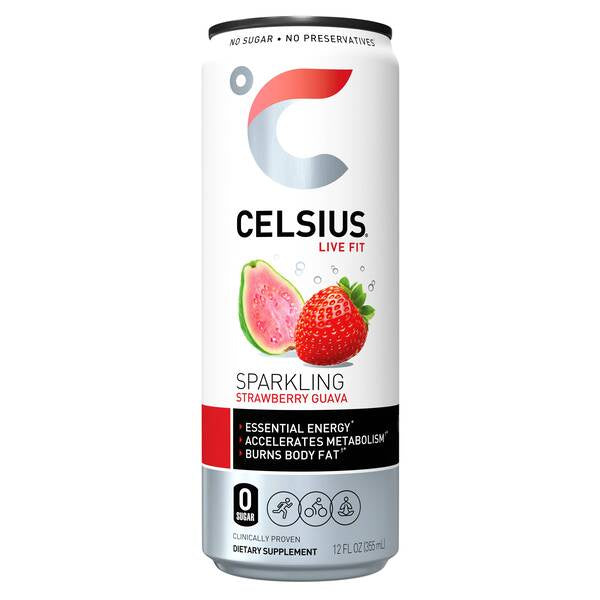 Celsius Sparkling Strawberry Guava Energy Drink 12oz Can