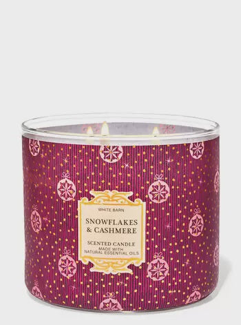 Bath & Body 3 Wick Candle, Snowflakes & Cashmere