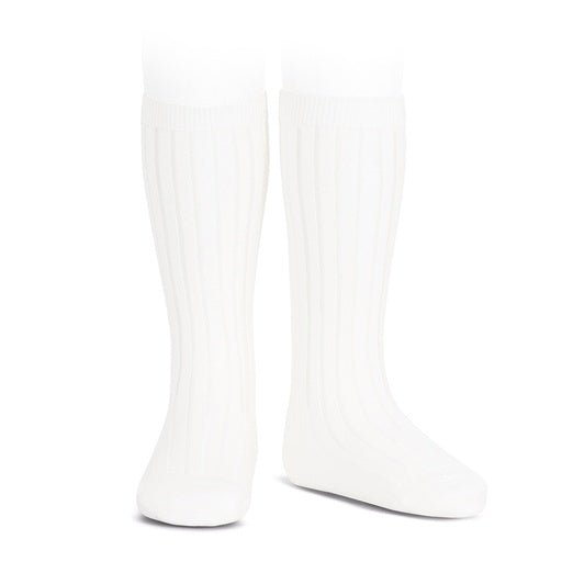 Condor 2016-2 Wide Ribbed Cotton Knee Socks White 200 Size 8