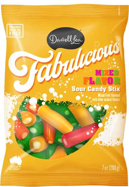 Darrell Lea Mixed Fruit Sour Filled Candy Stix 7 oz