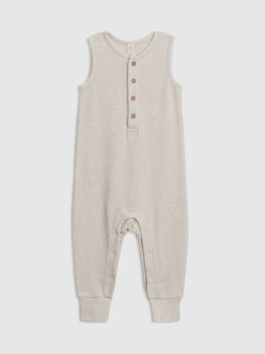 Colored Organics Wade Henley Tank Waffle Romper Heather Oat