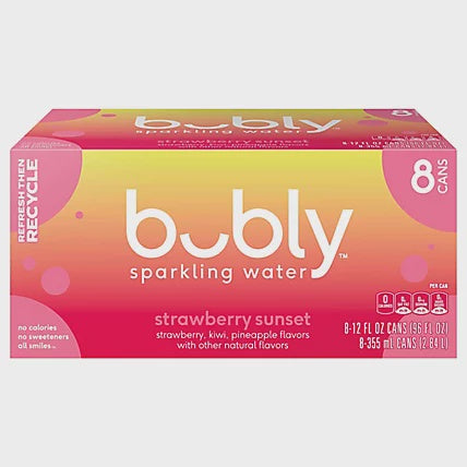 Bubly Strawberry Sunset Sparkling Water 12 oz 8 pk