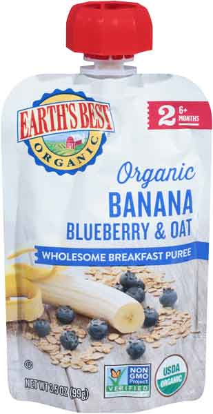 Earth's Best Blueberry Banana Oat Baby Food Pouch 3.5 oz