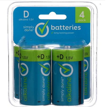 Simply Done D Alkaline Batteries 4ct