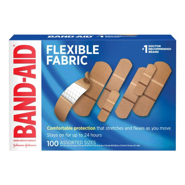 Band-Aid Flexible Fabric Assorted Sizes 100 ct