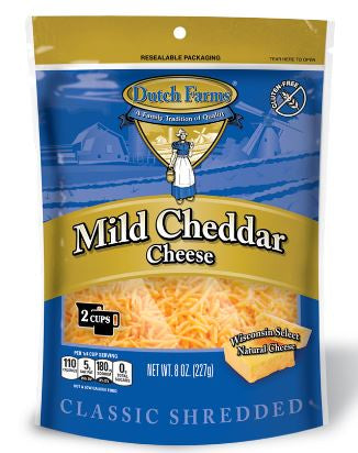 Dutch Farms Shredded Mild Cheddar Cheese 8 oz