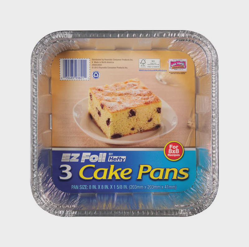 EZ Foil 8x8 Cake Pan 3 ct