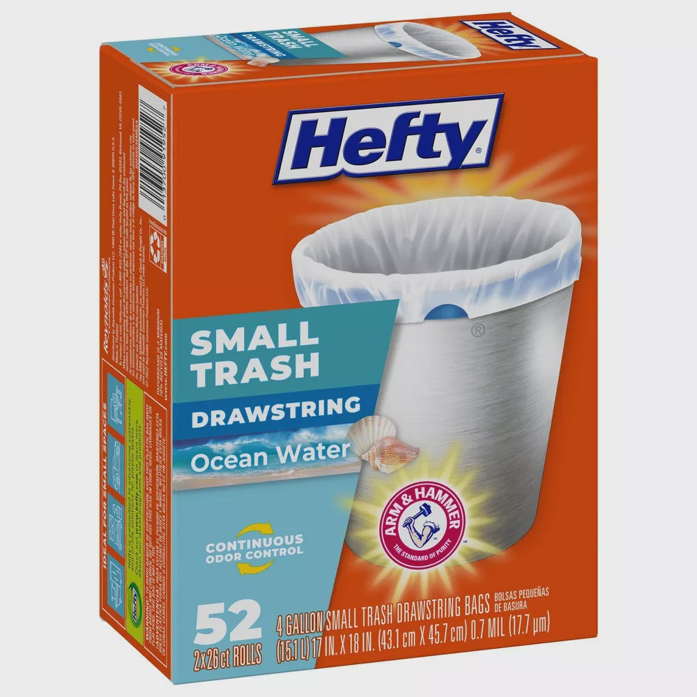 Hefty 4 Gallon Ocean Water Scented Trash Bags 52 ct