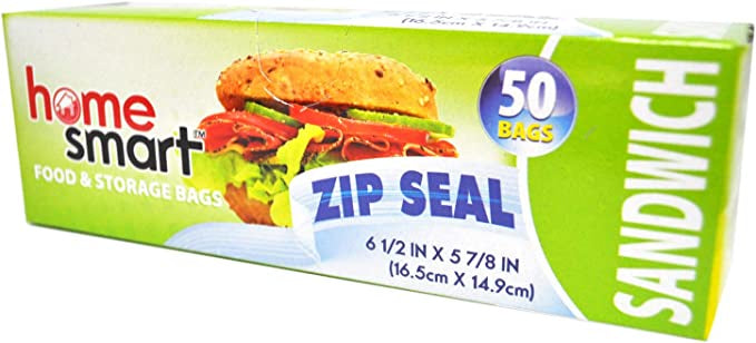 Home Smart Zip Seal Sandwich Bags 50ct