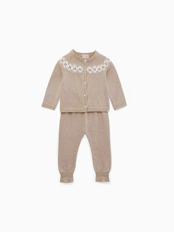 La Coqueta Beige Barbosa Fairisle Merino Baby Set 6m