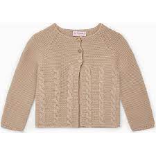 La Coqueta Camel Meia Merino Baby Cardigan 6M